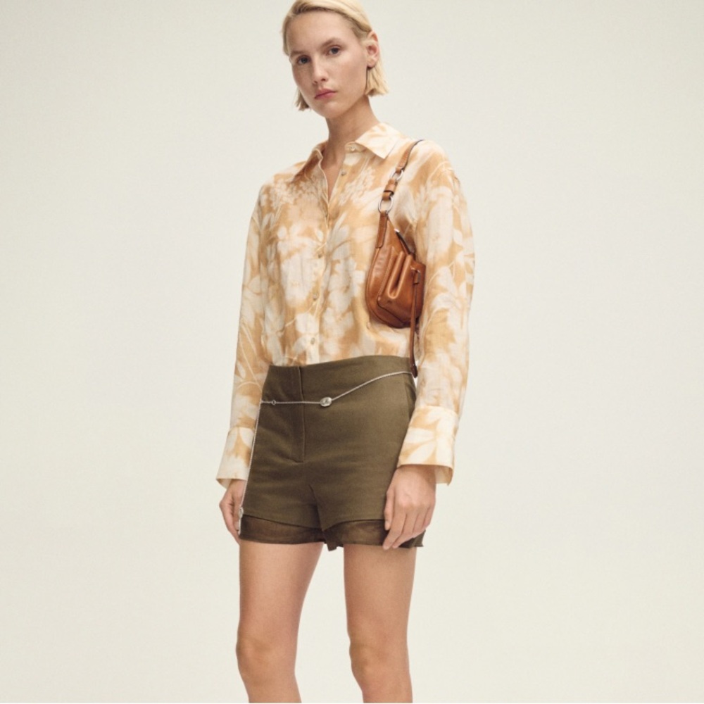 Women's Beige Button Down Shirt